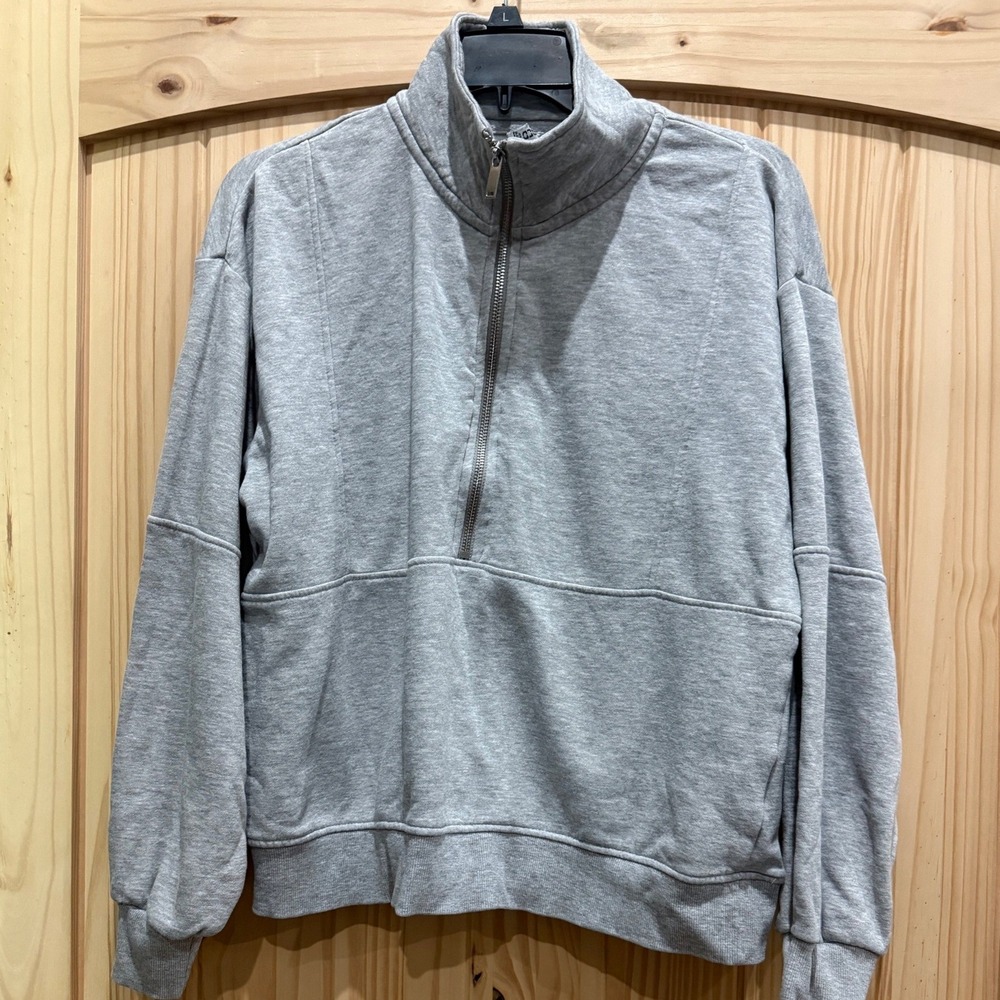 H&M Divided Womens Gray Quarter Zip Pullover Sweatshirt Mock Neck Size M